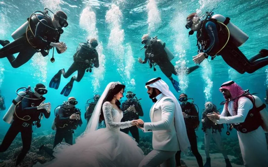 Saudi Couple Makes Waves with Unique Underwater Wedding in the Red Sea